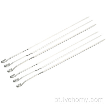 304 aço inoxidável reverso BBQ Grill Skewers